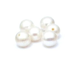 White 6-6.5mm Half Drilled Round Single Pearl